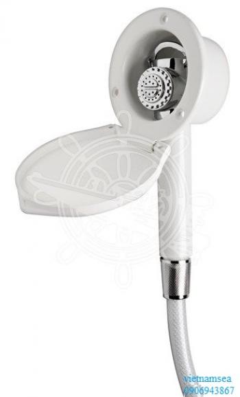 Elegant wall shower box with Mizar push-button shower