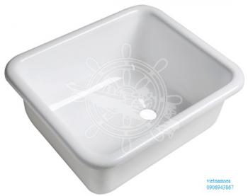 Rectangular sink made of white polished plexiglas