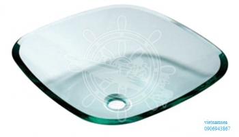Square sink with rounded edges, clear glass