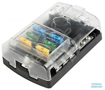 Fuse holder box with transparent snap cover, made of polycarbonate