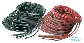 Battery cables, made of copper and coated with synthetic resin insulating covering