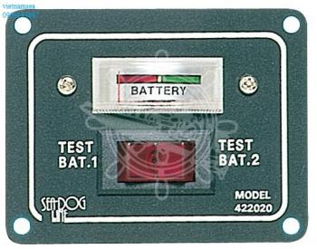 Panel with tester for 2 batteries and activation switch