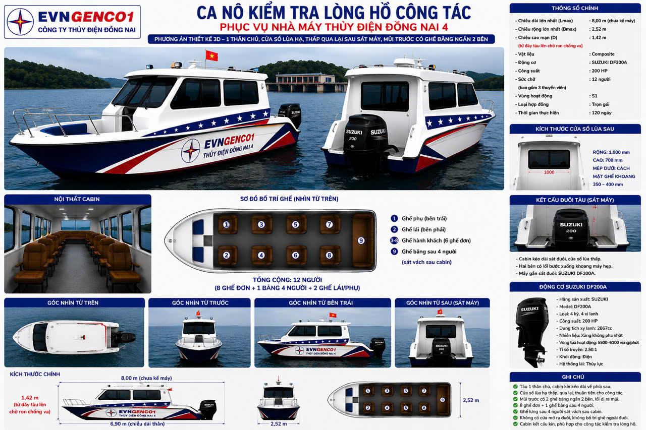 Quy trình đóng mới cano kiểm tra lòng hồ phục vụ Nhà máy Thủy điện Đồng Nai 4