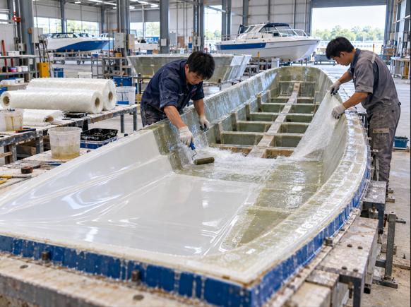 Thi công các lớp vỏ ca nô composite FRP – Quy trình và yêu cầu kỹ thuật